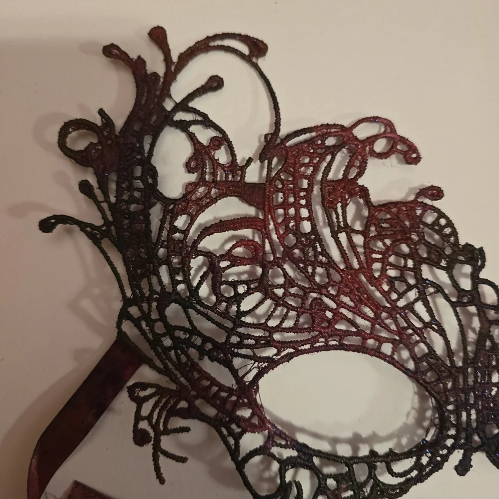 HANDCRAFTED Upcycled Lace Eye Mask HANDPAINTED Festival Mask Comic Con Sexy Play